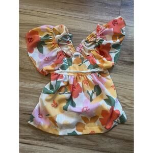 Bonnie Jean Dress Girls 5 Orange Floral Flutter Sleeve Summer Sundress